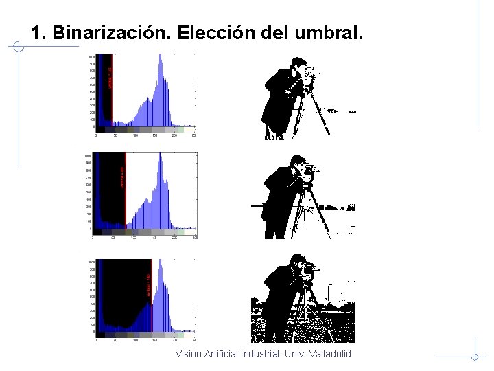 1. Binarización. Elección del umbral. Visión Artificial Industrial. Univ. Valladolid 