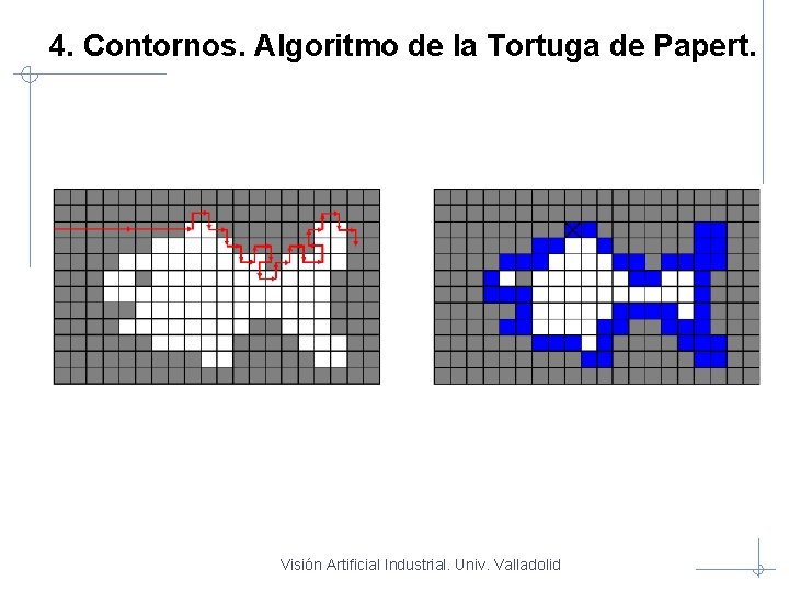 4. Contornos. Algoritmo de la Tortuga de Papert. Visión Artificial Industrial. Univ. Valladolid 