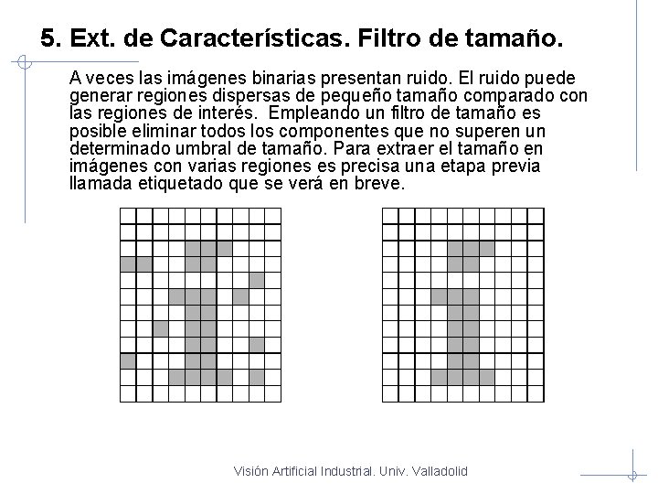 5. Ext. de Características. Filtro de tamaño. A veces las imágenes binarias presentan ruido.