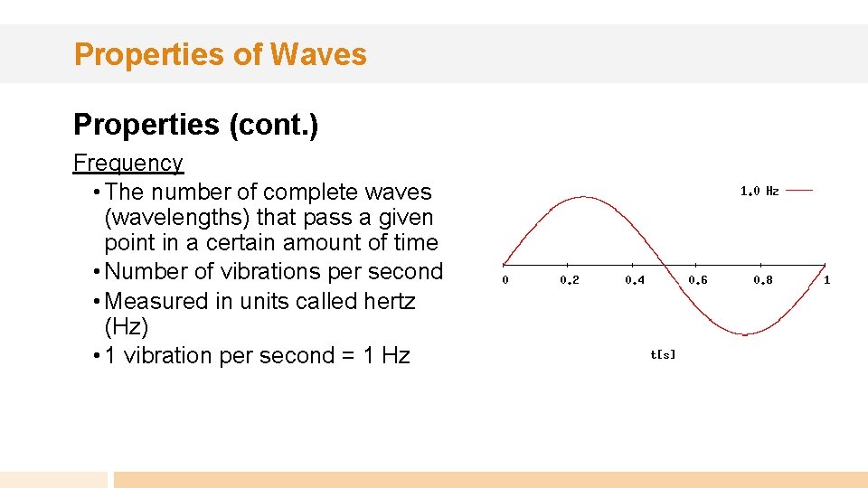 Properties of Waves Properties (cont. ) Frequency • The number of complete waves (wavelengths)