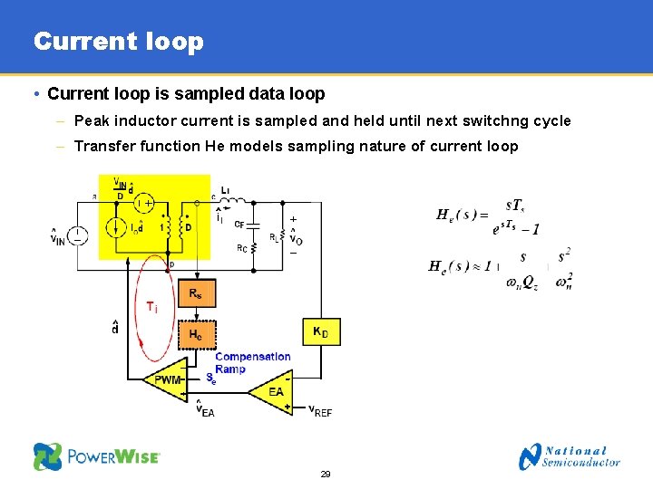 Current loop • Current loop is sampled data loop – Peak inductor current is