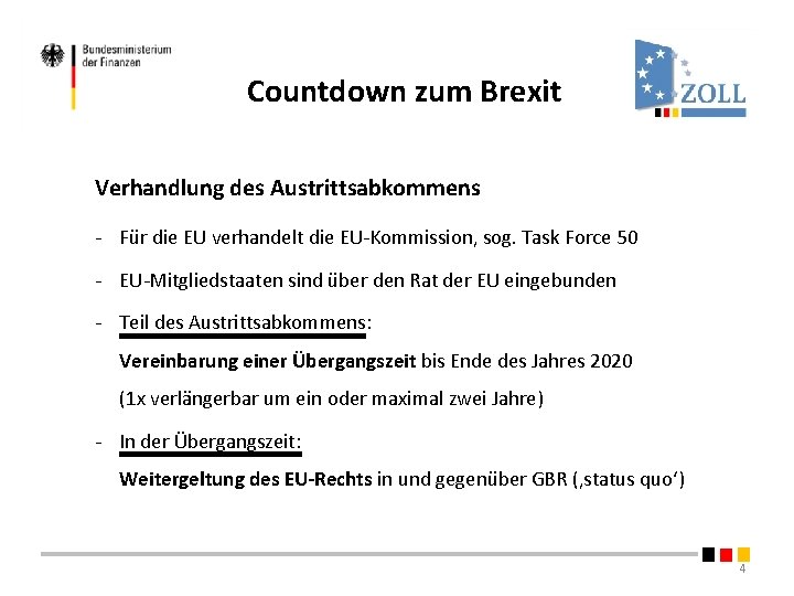 Countdown zum Brexit Verhandlung des Austrittsabkommens - Für die EU verhandelt die EU-Kommission, sog. Countdown zum Brexit Verhandlung des Austrittsabkommens - Für die EU verhandelt die EU-Kommission, sog.