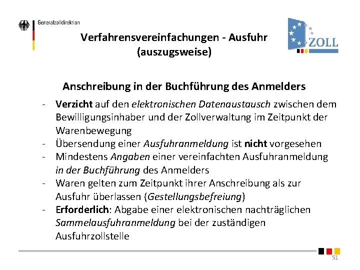 Verfahrensvereinfachungen - Ausfuhr (auszugsweise) Anschreibung in der Buchführung des Anmelders - Verzicht auf den Verfahrensvereinfachungen - Ausfuhr (auszugsweise) Anschreibung in der Buchführung des Anmelders - Verzicht auf den