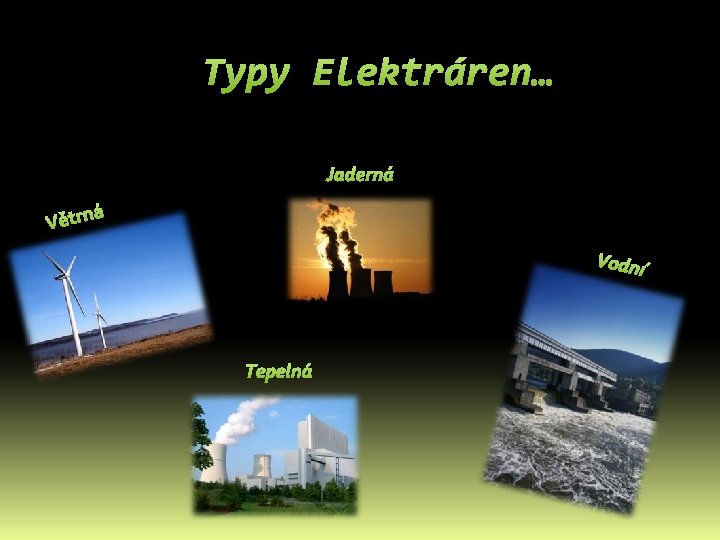 Typy Elektráren… Jaderná á Větrn Vodní Tepelná 