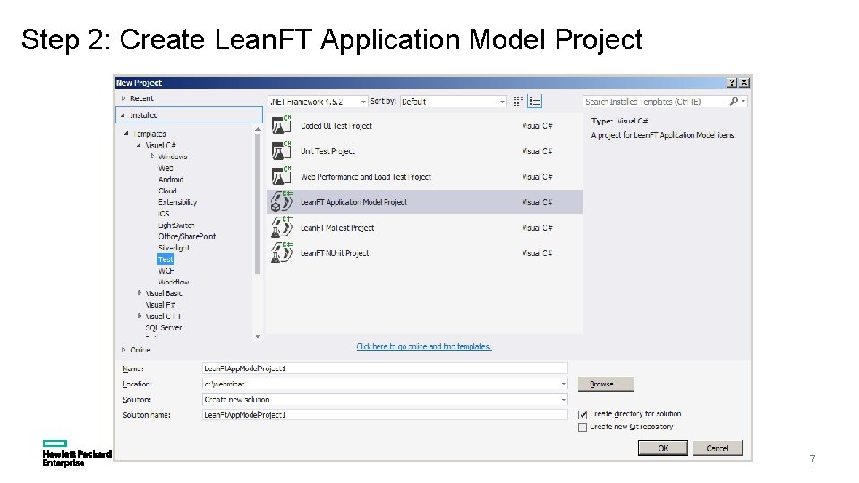 Step 2: Create Lean. FT Application Model Project 7 
