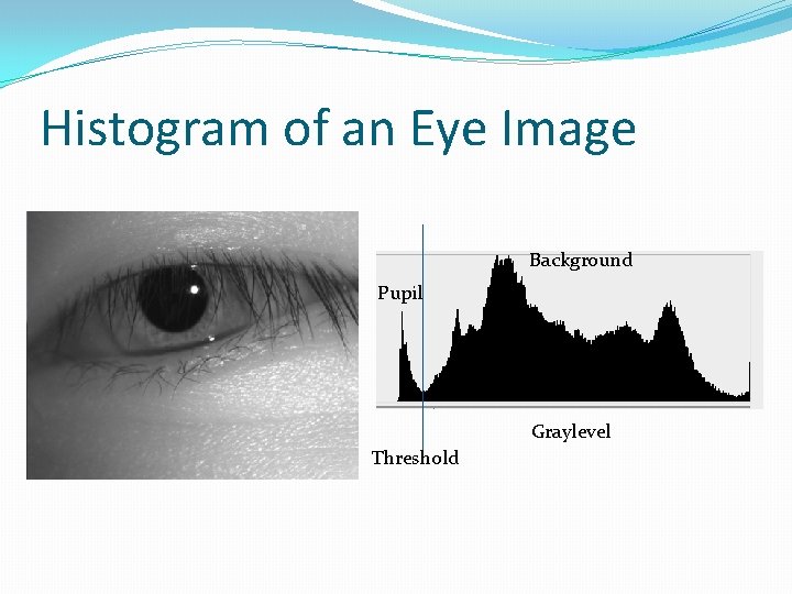 Histogram of an Eye Image Background Pupil Graylevel Threshold 