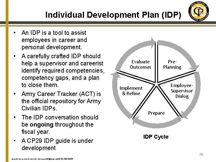 Individual Development Plan (IDP) • An IDP is a tool to assist employees in