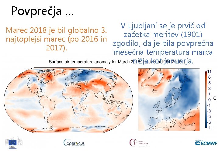 Povprečja … V Ljubljani se je prvič od Marec 2018 je bil globalno 3.