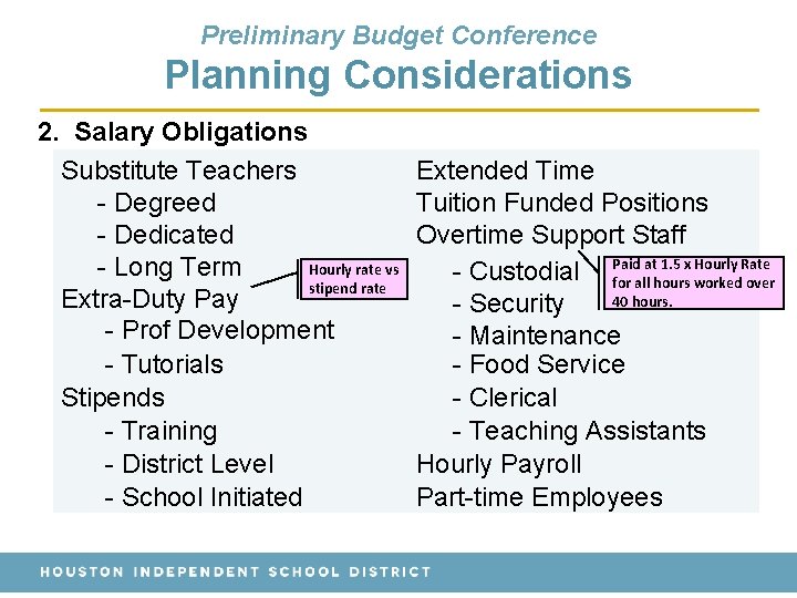 Preliminary Budget Conference Planning Considerations 2. Salary Obligations Substitute Teachers - Degreed - Dedicated