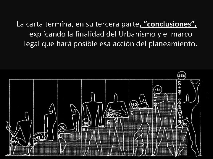 La carta termina, en su tercera parte, “conclusiones”, explicando la finalidad del Urbanismo y