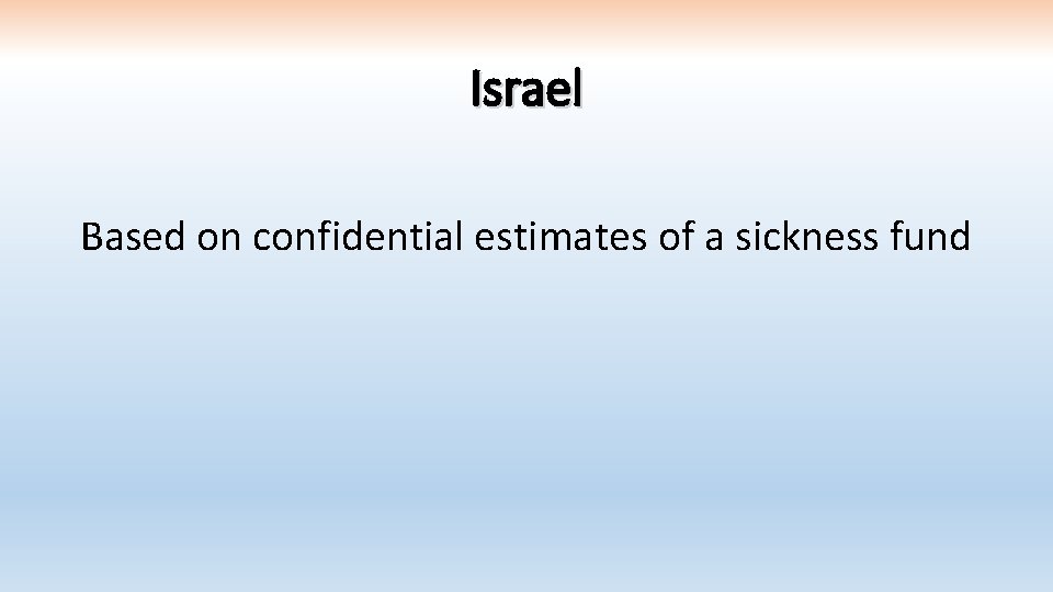 Israel Based on confidential estimates of a sickness fund 