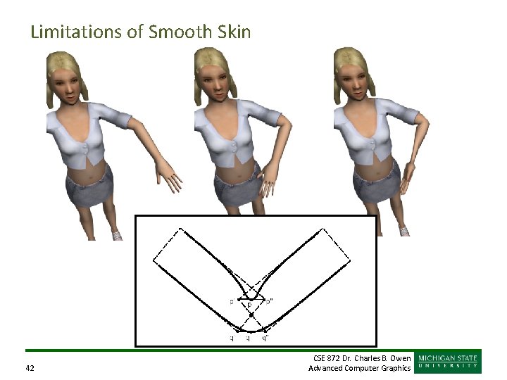 Limitations of Smooth Skin 42 CSE 872 Dr. Charles B. Owen Advanced Computer Graphics Limitations of Smooth Skin 42 CSE 872 Dr. Charles B. Owen Advanced Computer Graphics