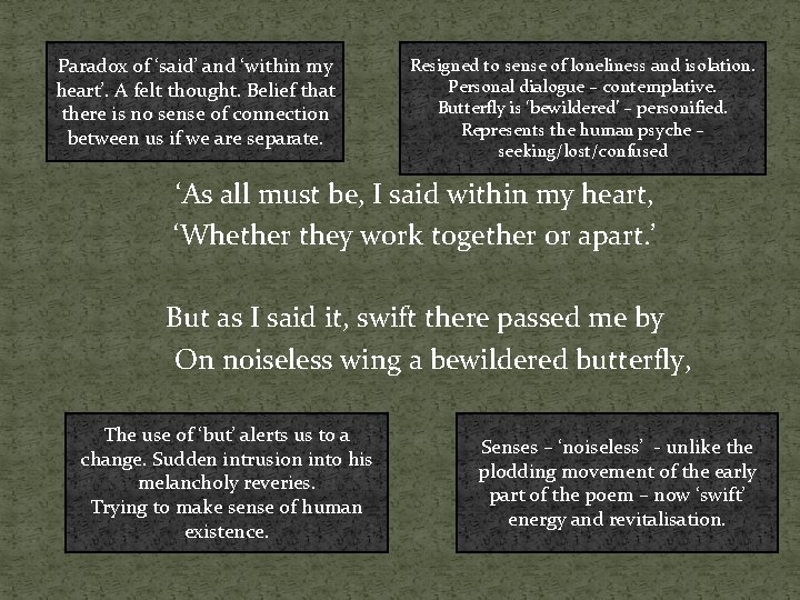 Paradox of ‘said’ and ‘within my heart’. A felt thought. Belief that there is