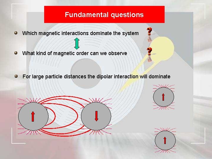 Fundamental questions Which magnetic interactions dominate the system What kind of magnetic order can