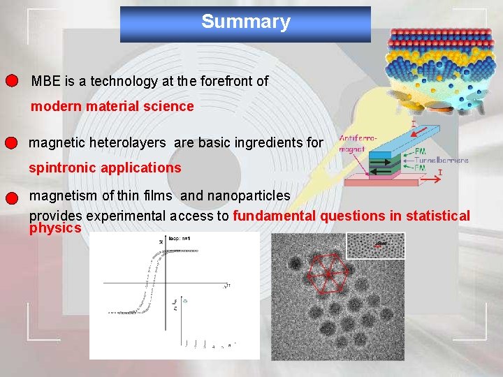 Summary MBE is a technology at the forefront of modern material science magnetic heterolayers