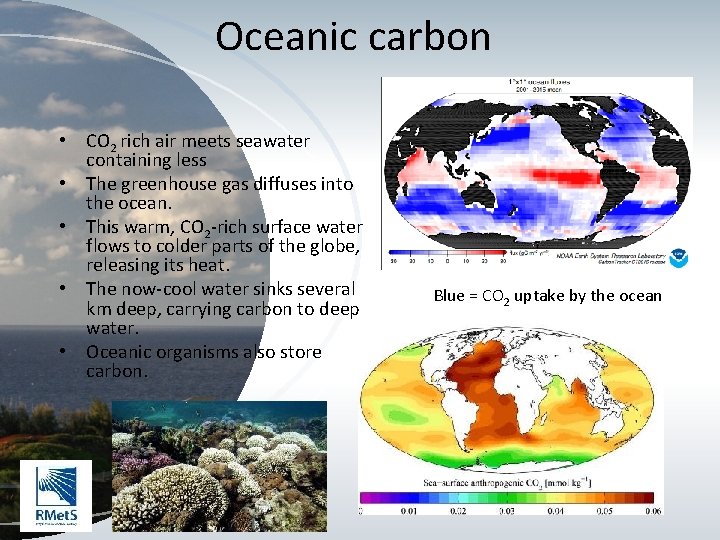 Oceanic carbon • CO 2 rich air meets seawater containing less • The greenhouse