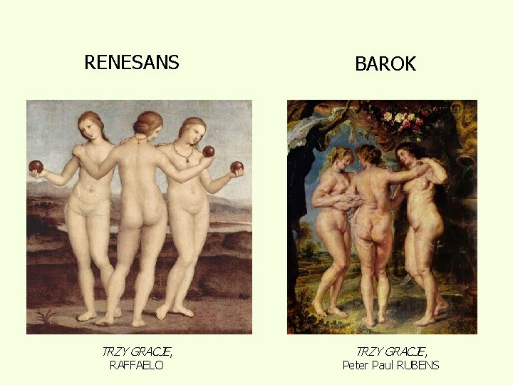 RENESANS TRZY GRACJE, RAFFAELO BAROK TRZY GRACJE, Peter Paul RUBENS 