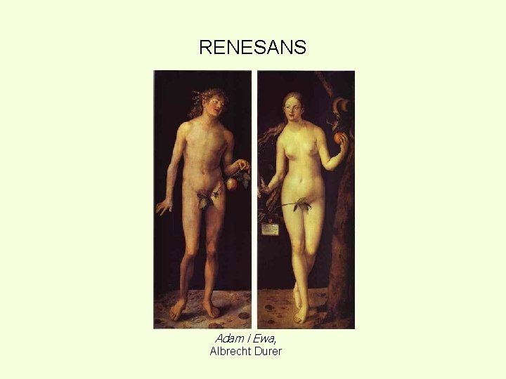 RENESANS Adam i Ewa, Albrecht Durer 