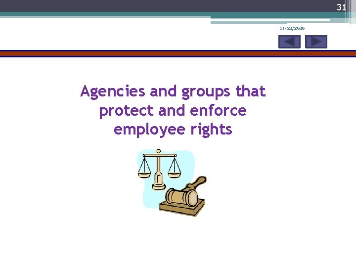 31 11/22/2020 Agencies and groups that protect and enforce employee rights 