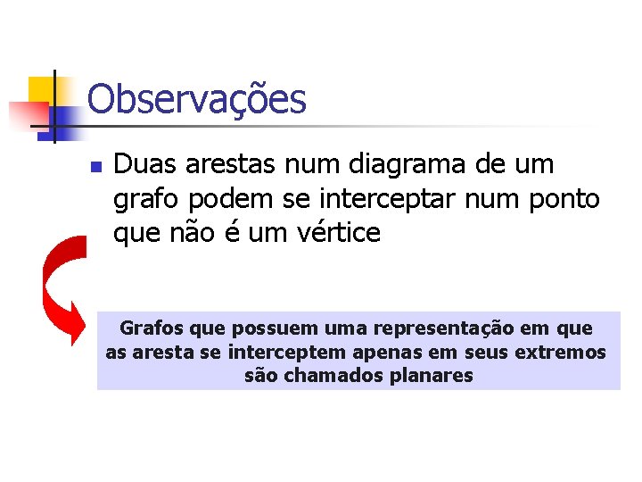 Observações n Duas arestas num diagrama de um grafo podem se interceptar num ponto