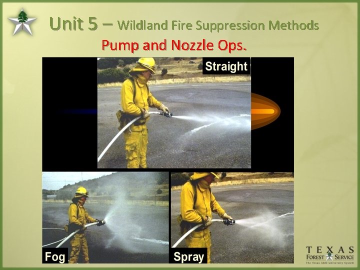 Unit 5 – Wildland Fire Suppression Methods Pump and Nozzle Ops. 