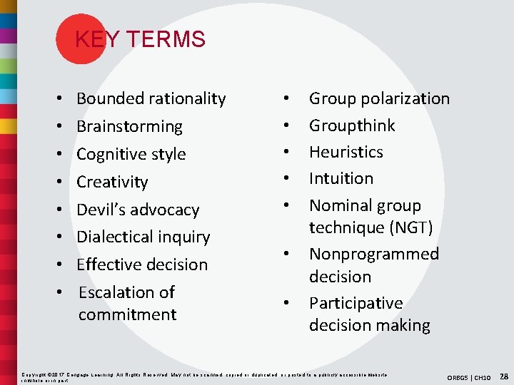 KEY TERMS • • Bounded rationality Brainstorming Cognitive style Creativity Devil’s advocacy Dialectical inquiry