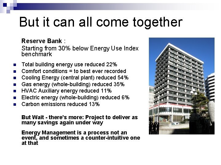 But it can all come together Reserve Bank : Starting from 30% below Energy