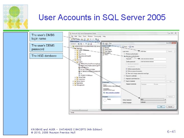 User Accounts in SQL Server 2005 KROENKE and AUER - DATABASE CONCEPTS (4 th