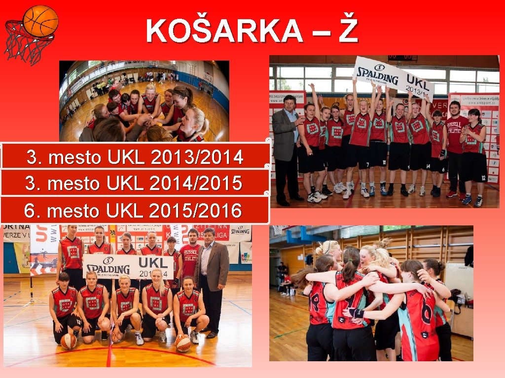 KOŠARKA – Ž 3. mesto UKL 2013/2014 3. mesto UKL 2014/2015 6. mesto UKL