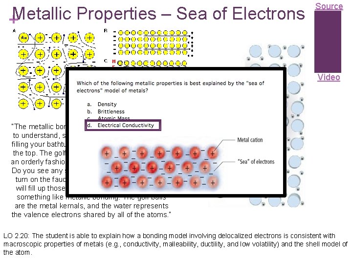 Metallic Properties – Sea of Electrons + Source Video “The metallic bond is not