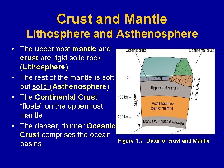 Crust and Mantle Lithosphere and Asthenosphere • The uppermost mantle and crust are rigid