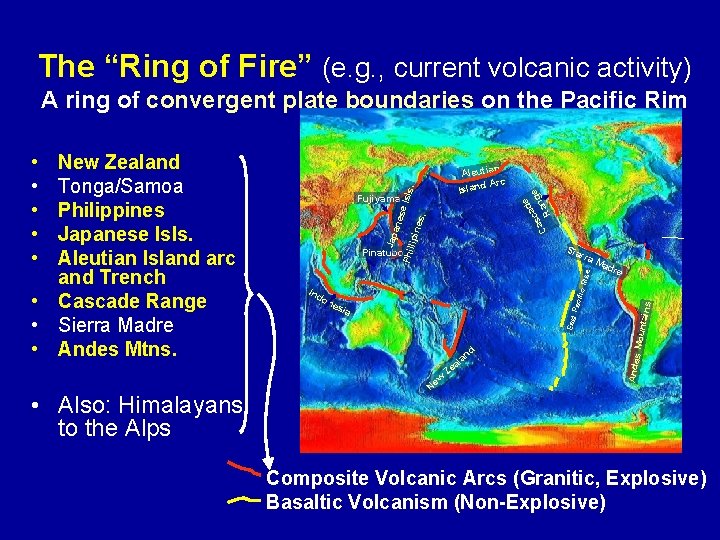 The “Ring of Fire” (e. g. , current volcanic activity) n Aleutia Arc Island