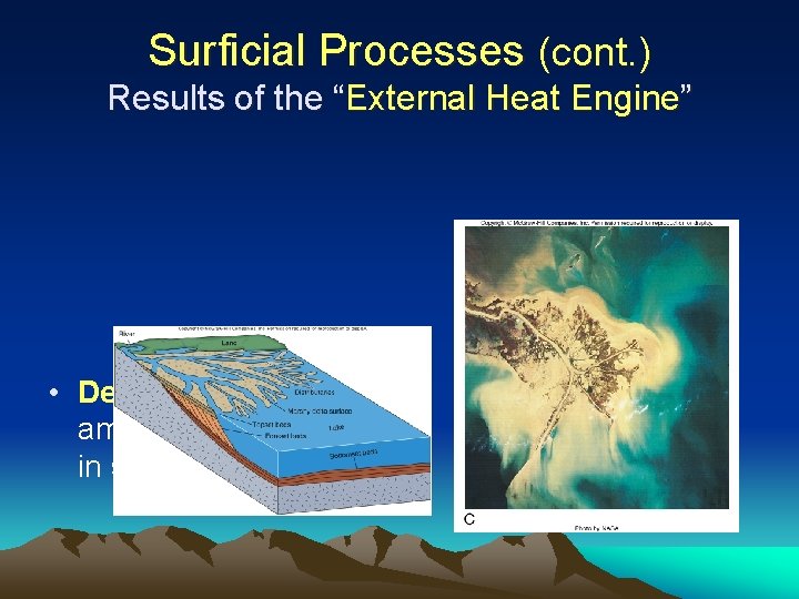 Surficial Processes (cont. ) Results of the “External Heat Engine” • Deposition of large
