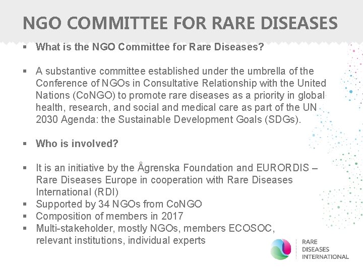 NGO COMMITTEE FOR RARE DISEASES § What is the NGO Committee for Rare Diseases?