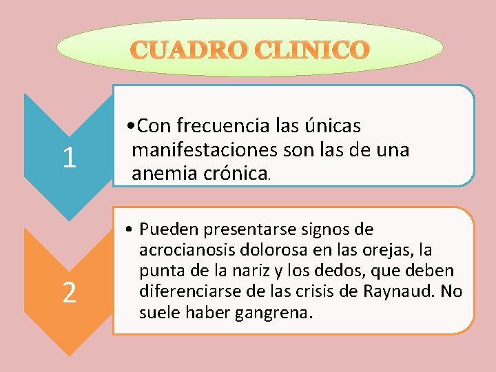 CUADRO CLINICO 1 2 • Con frecuencia las únicas manifestaciones son las de una