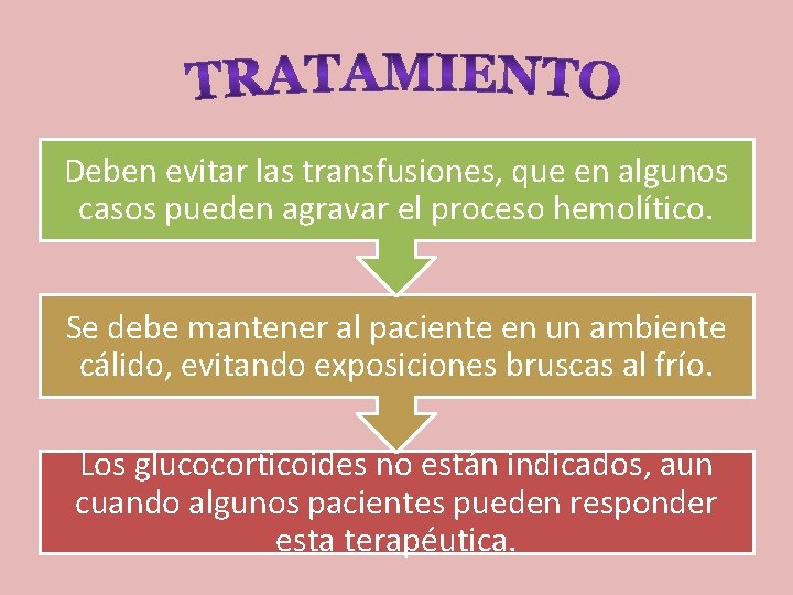 Deben evitar las transfusiones, que en algunos casos pueden agravar el proceso hemolítico. Se