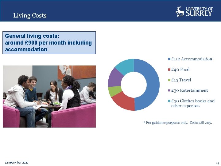 Living Costs General living costs: around £ 900 per month including accommodation 22 November