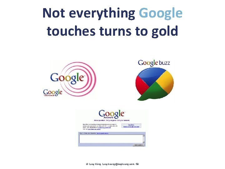 Not everything Google touches turns to gold Lucy Küng. Lucy. kueng@lucykueng. com. 58 