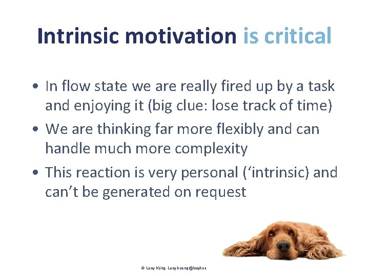 Intrinsic motivation is critical • In flow state we are really fired up by