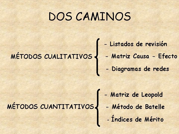 DOS CAMINOS - Listados de revisión MÉTODOS CUALITATIVOS - Matriz Causa - Efecto -