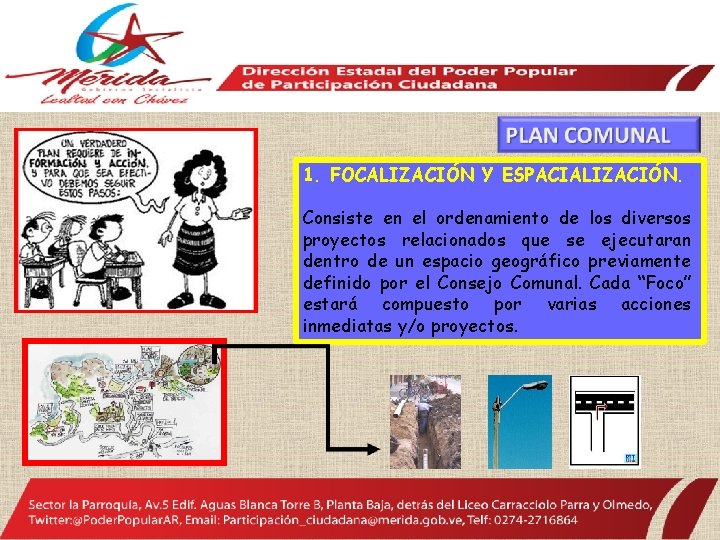 1. FOCALIZACIÓN Y ESPACIALIZACIÓN. Consiste en el ordenamiento de los diversos proyectos relacionados que