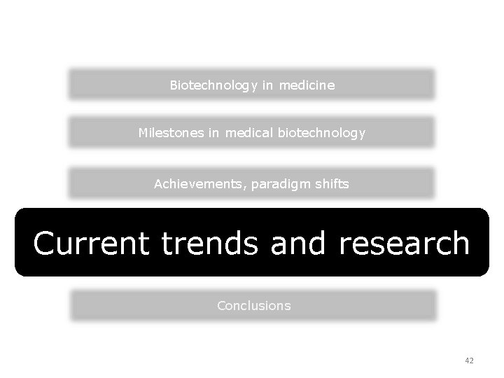 Biotechnology in medicine Milestones in medical biotechnology Achievements, paradigm shifts Current trends and research