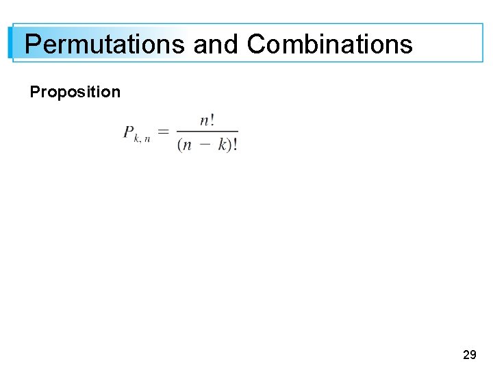 Permutations and Combinations Proposition 29 