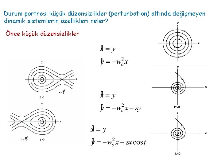 Durum portresi küçük düzensizlikler (perturbation) altında değişmeyen dinamik sistemlerin özellikleri neler? Önce küçük düzensizlikler