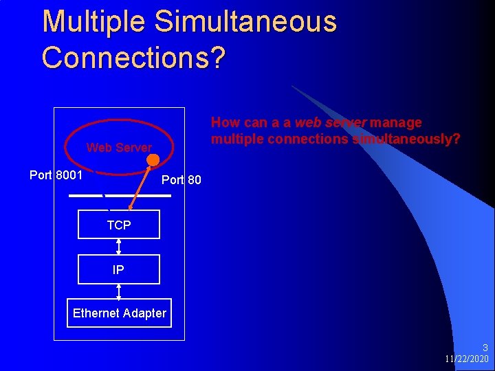 Multiple Simultaneous Connections? How can a a web server manage multiple connections simultaneously? Web