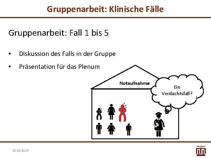 Gruppenarbeit: Klinische Fälle Gruppenarbeit: Fall 1 bis 5 • Diskussion des Falls in der