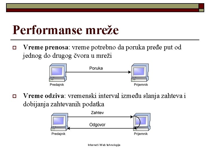 Performanse mreže o Vreme prenosa: vreme potrebno da poruka pređe put od jednog do