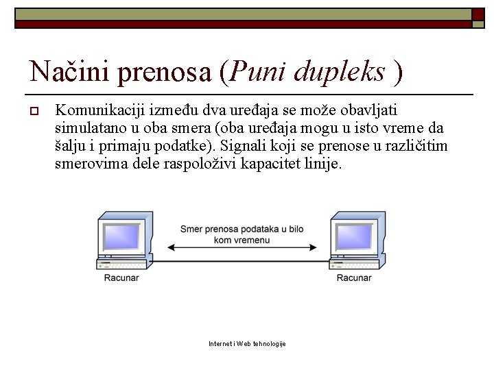 Načini prenosa (Puni dupleks ) o Komunikaciji između dva uređaja se može obavljati simulatano