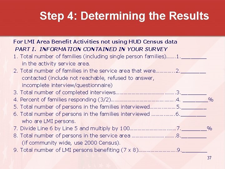 Step 4: Determining the Results For LMI Area Benefit Activities not using HUD Census