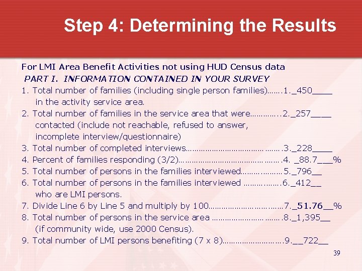 Step 4: Determining the Results For LMI Area Benefit Activities not using HUD Census